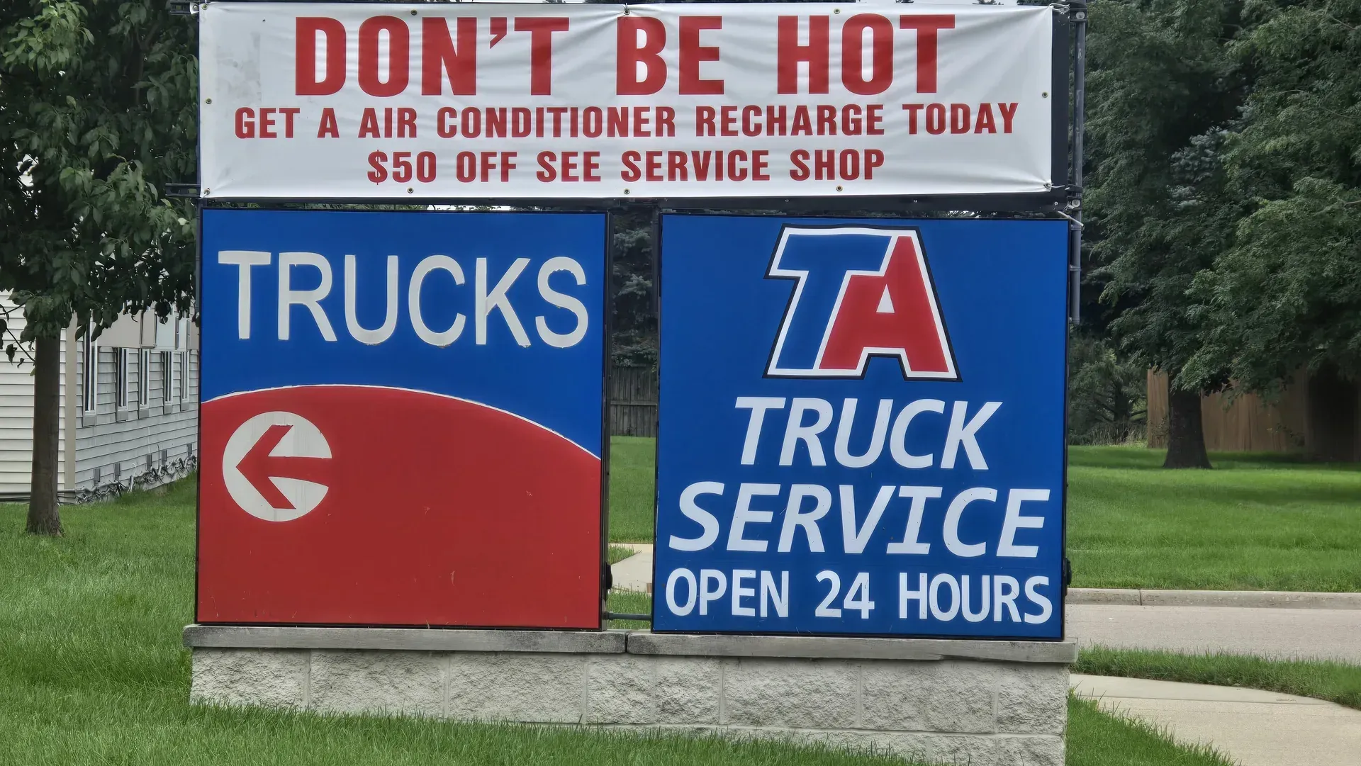 Get the air conditioner recharged today at TA Truck Service in Janesville, WI. Open 24 hours for professional drivers.