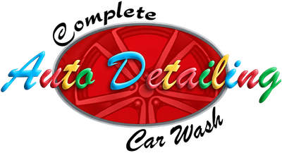 Complete Auto Detail & Car Wash logo featuring a red wheel emblem with colorful automotive detailing lettering