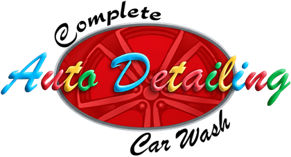 Complete Auto Detail & Car Wash logo featuring a red wheel emblem with colorful automotive detailing lettering
