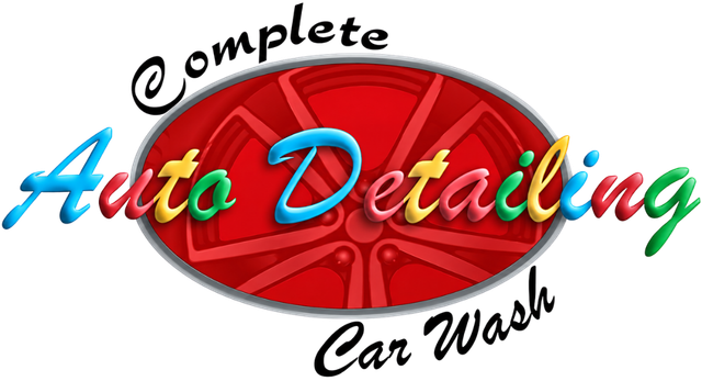 Complete Auto Detail & Car Wash logo featuring a red wheel emblem with colorful automotive detailing lettering