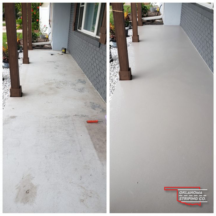 A before and after photo of a concrete walkway