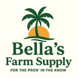 Bella's Farm Supply logo with green palm tree and orange sun, tagline “For the Pros’ in the Know”