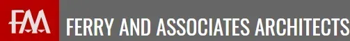 Ferry and Associates Architects logo with red FA monogram and gray company name on white background