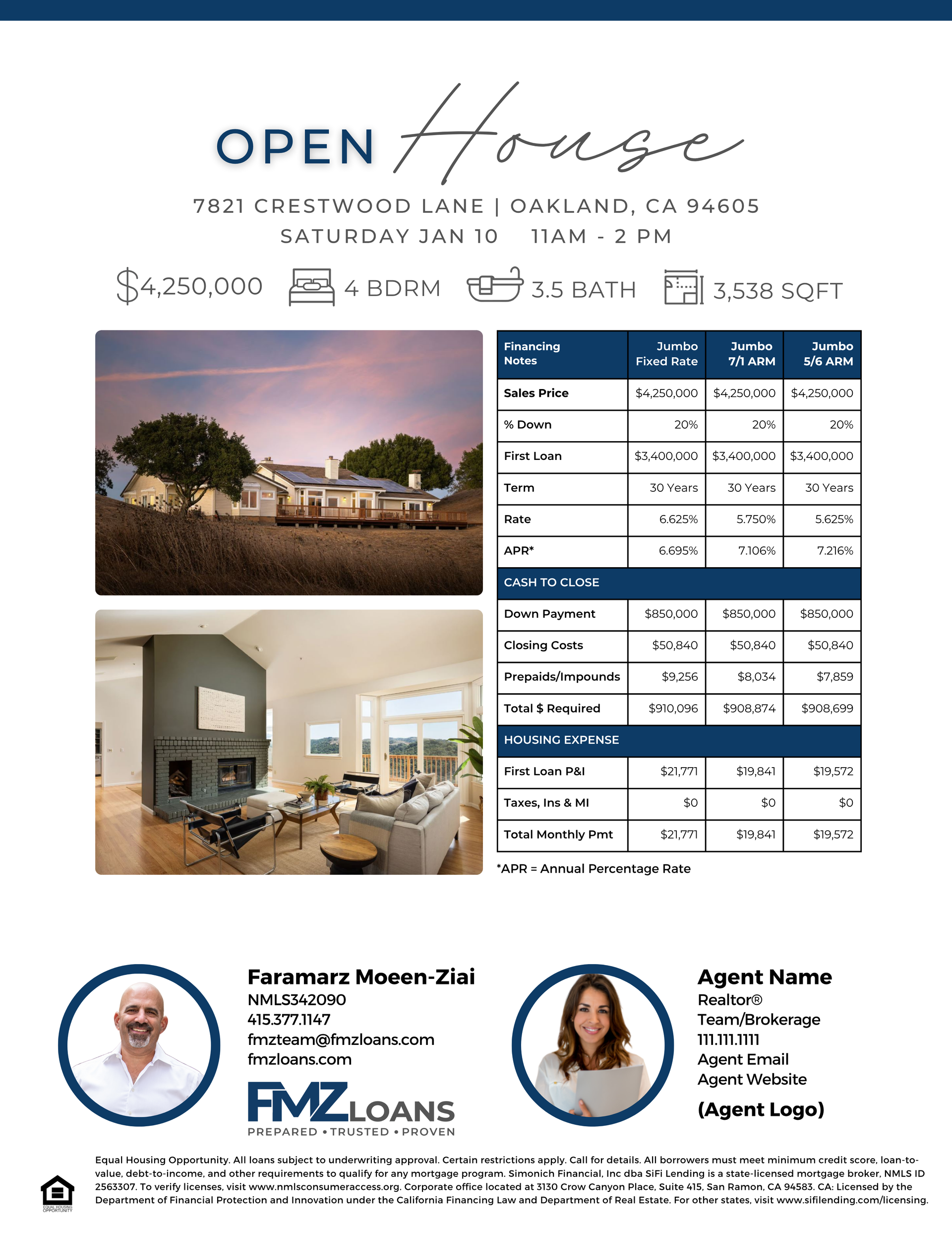 Open House Flyer with Rate Example Image