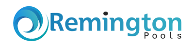 REMINGTON POOLS LLC logo with blue wave and swimmer icon