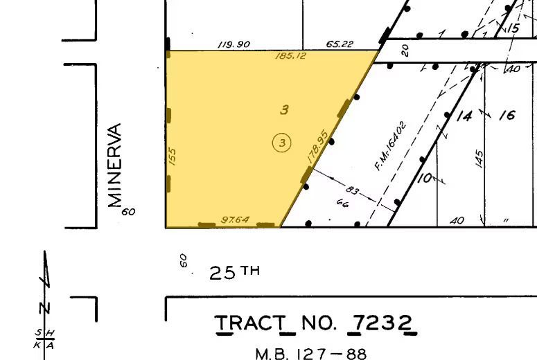 A black and white drawing of a property with the number 7222 on it
