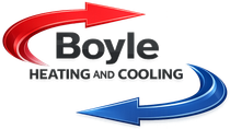 Boyle Heating and Cooling logo with red and blue curved arrows