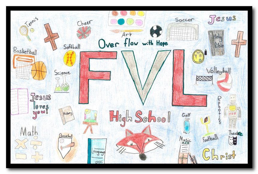 Poster featuring text that says Overflow with Hope and FVL. 