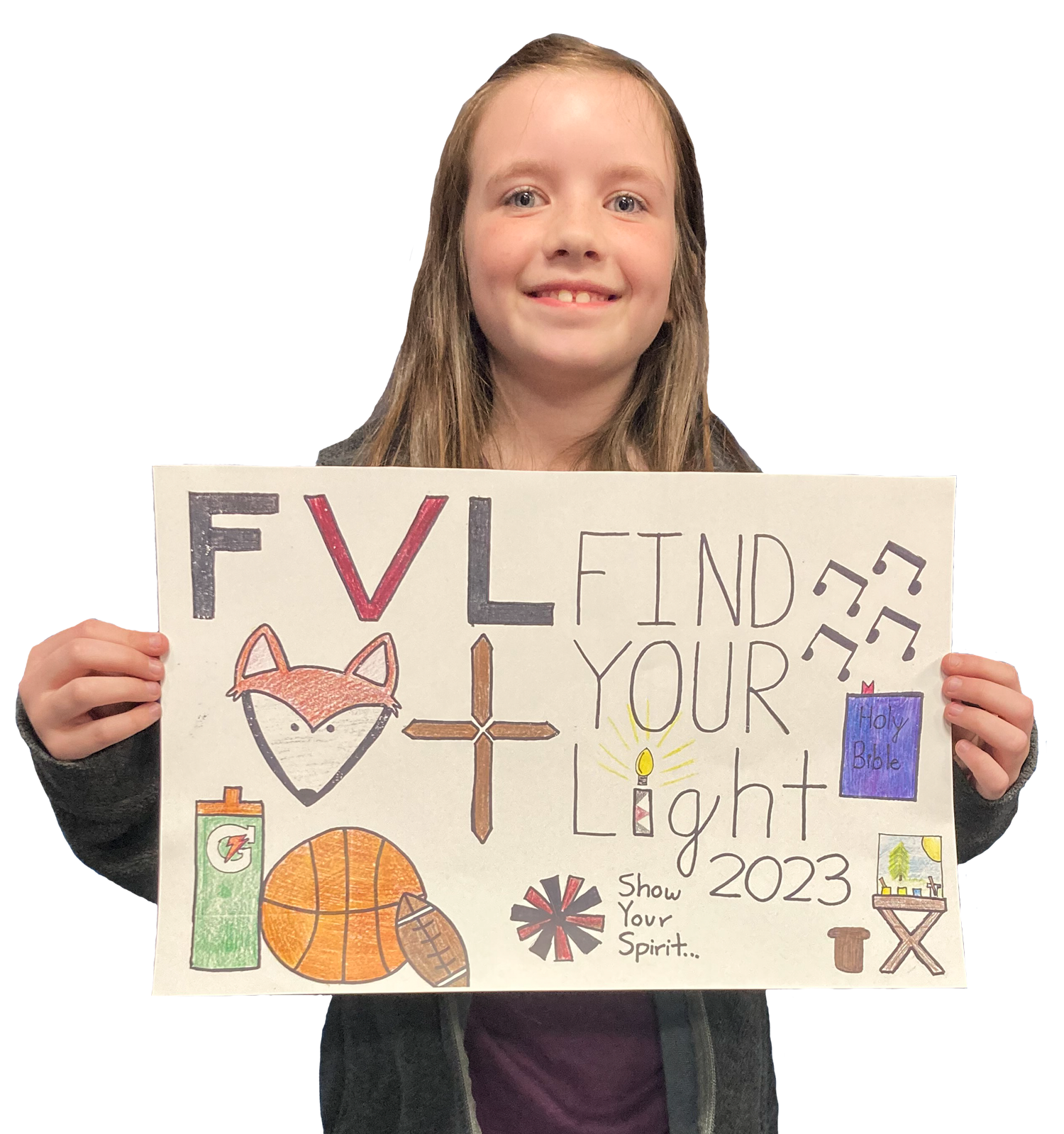 Grade 4 grand prize winner, Alyssa Siemek, from Immanuel, Greenville,  smiling and holding her winning poster. 