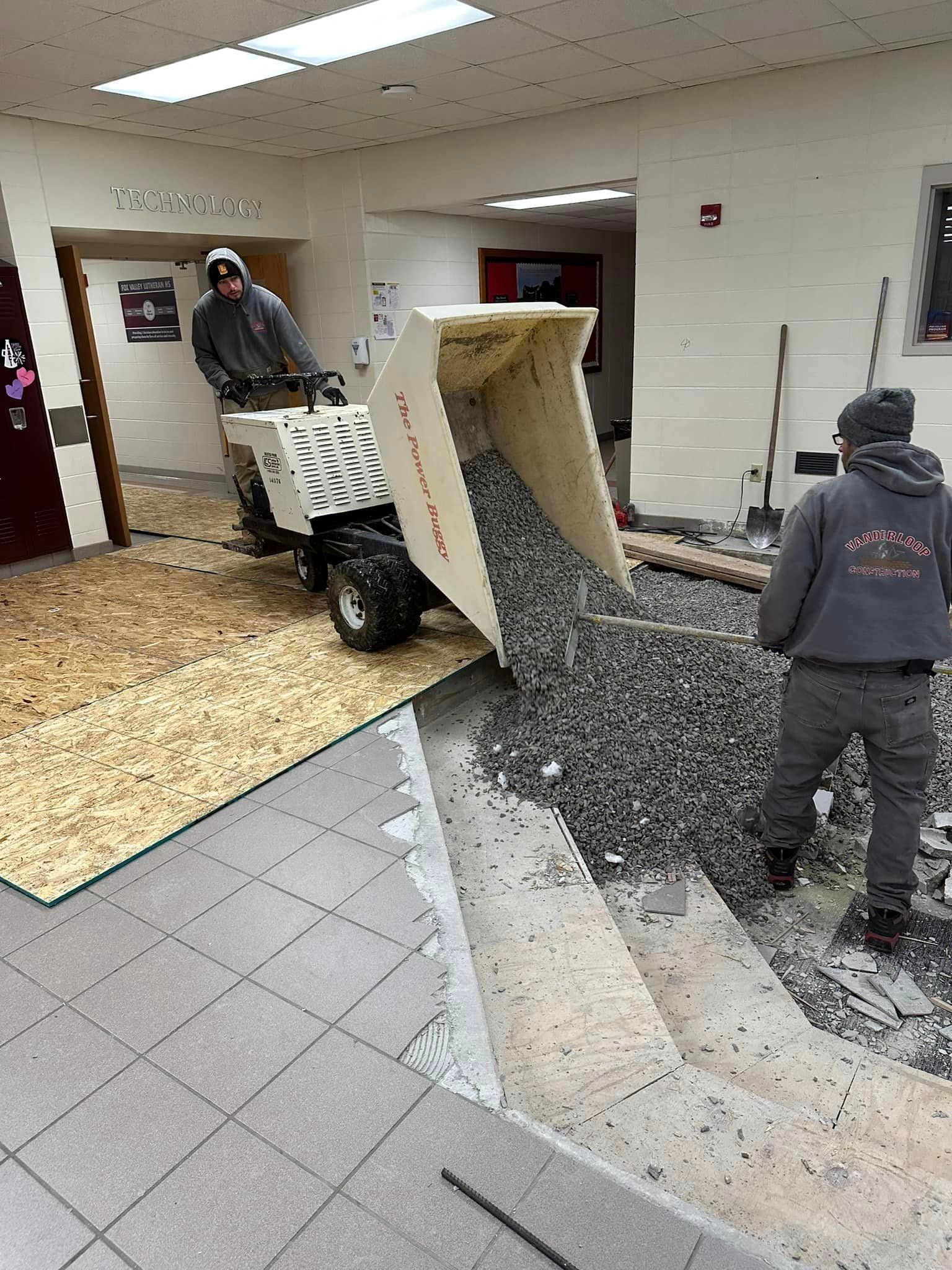 Pouring gravel into the pits