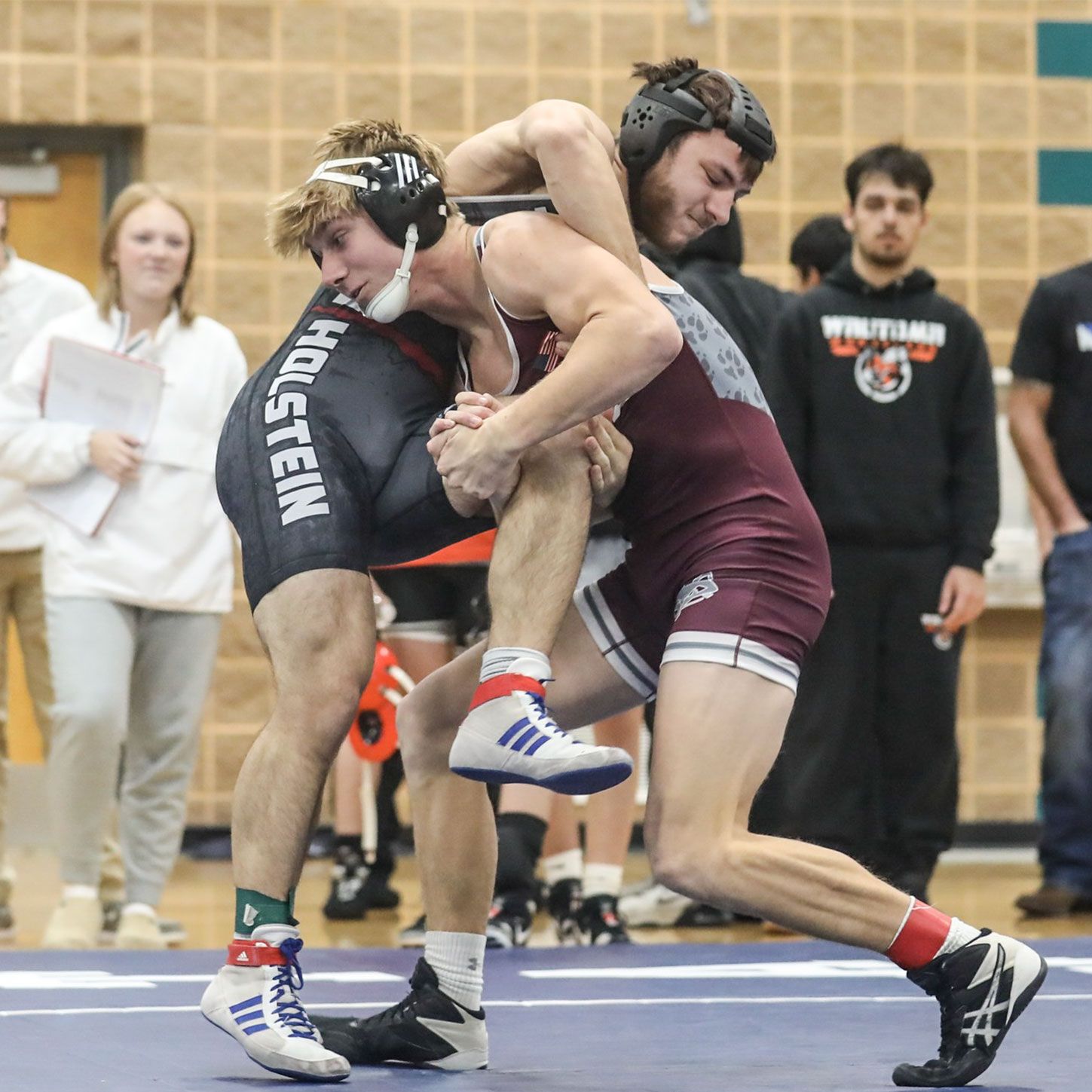 Austin in a wrestling match