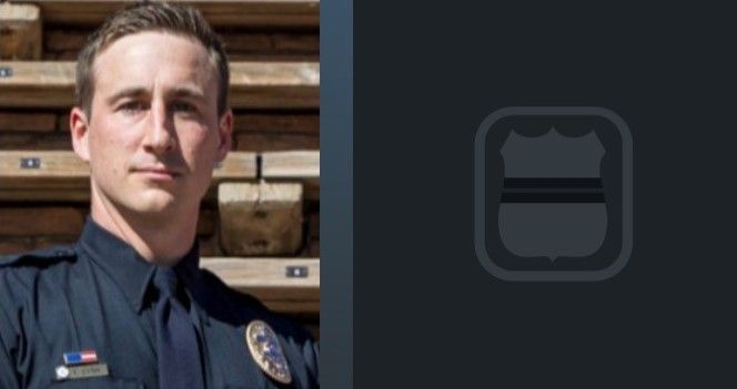 A man in a police uniform is standing in front of a wooden wall.