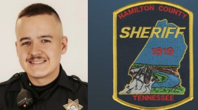 Hamilton County Sheriff patch beside a smiling deputy in a black uniform.