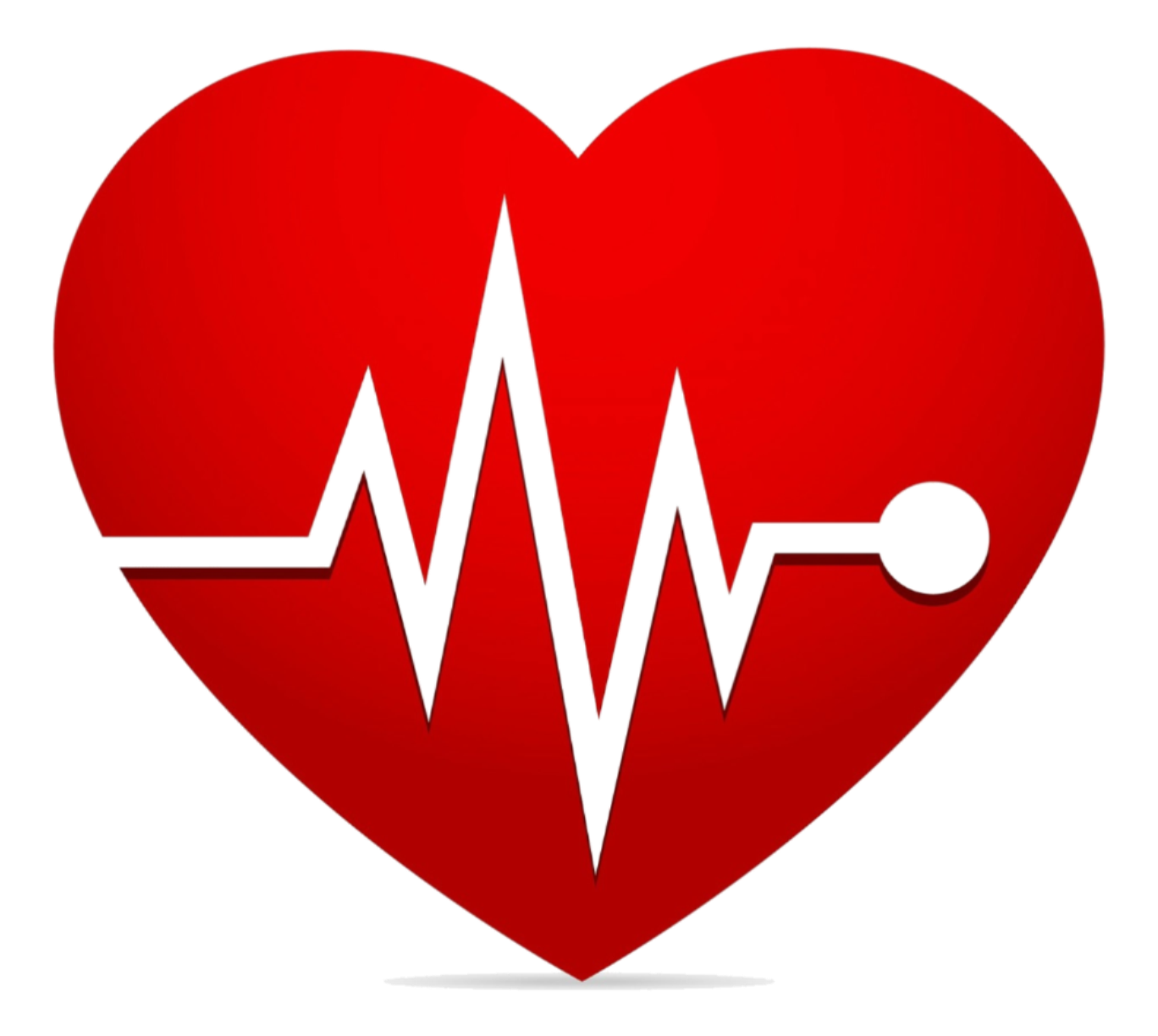 Red heart with white heartbeat line, indicating health.