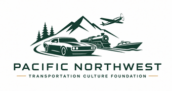 Pacific Northwest Transportation Culture Foundation logo with car, plane, boat, mountains, and trees