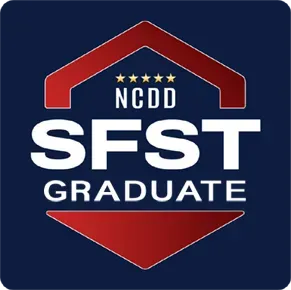 SFST Graduate badge logo in red, white, and blue with NCDD text and roof icon