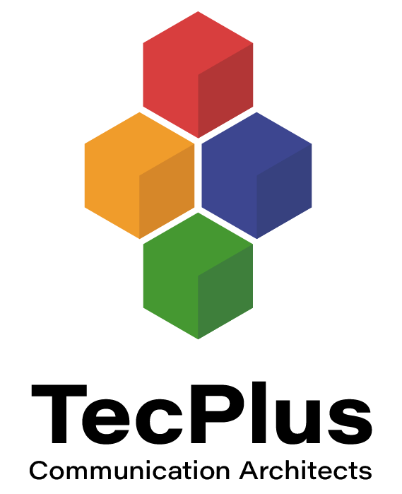 TecPlus Logo A logo for tecplus communication architects with four colored cubes