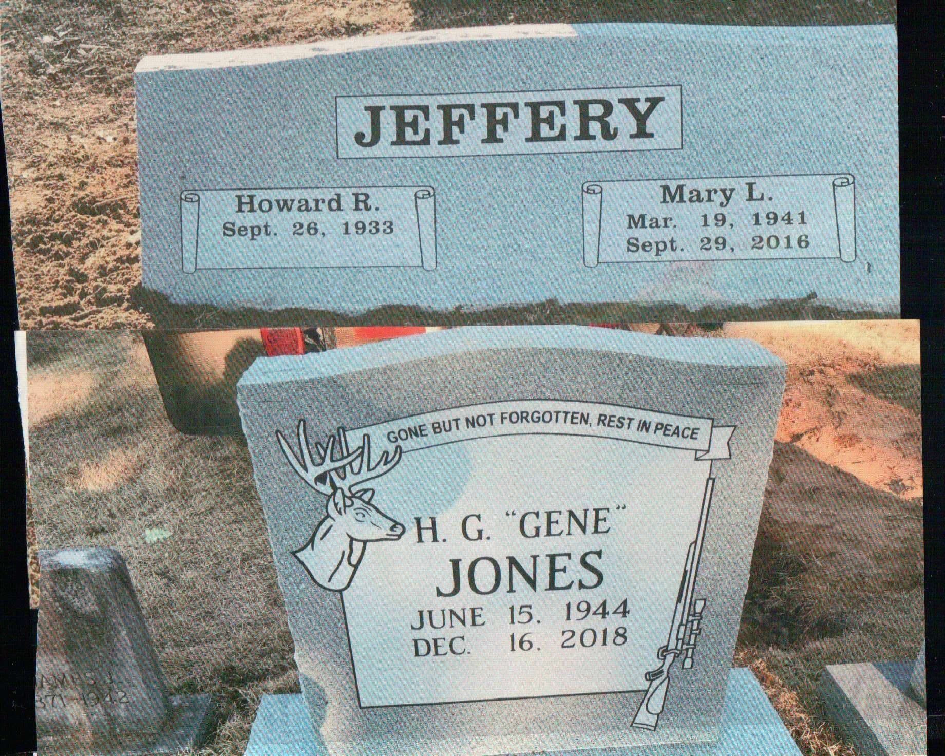 Two gravestones: one labeled 