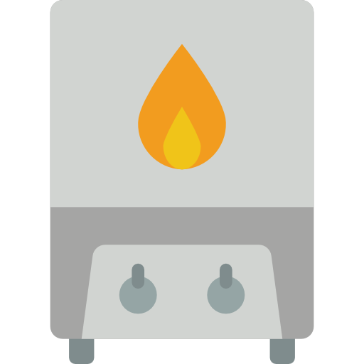 An icon of a gas heater with a flame on it.