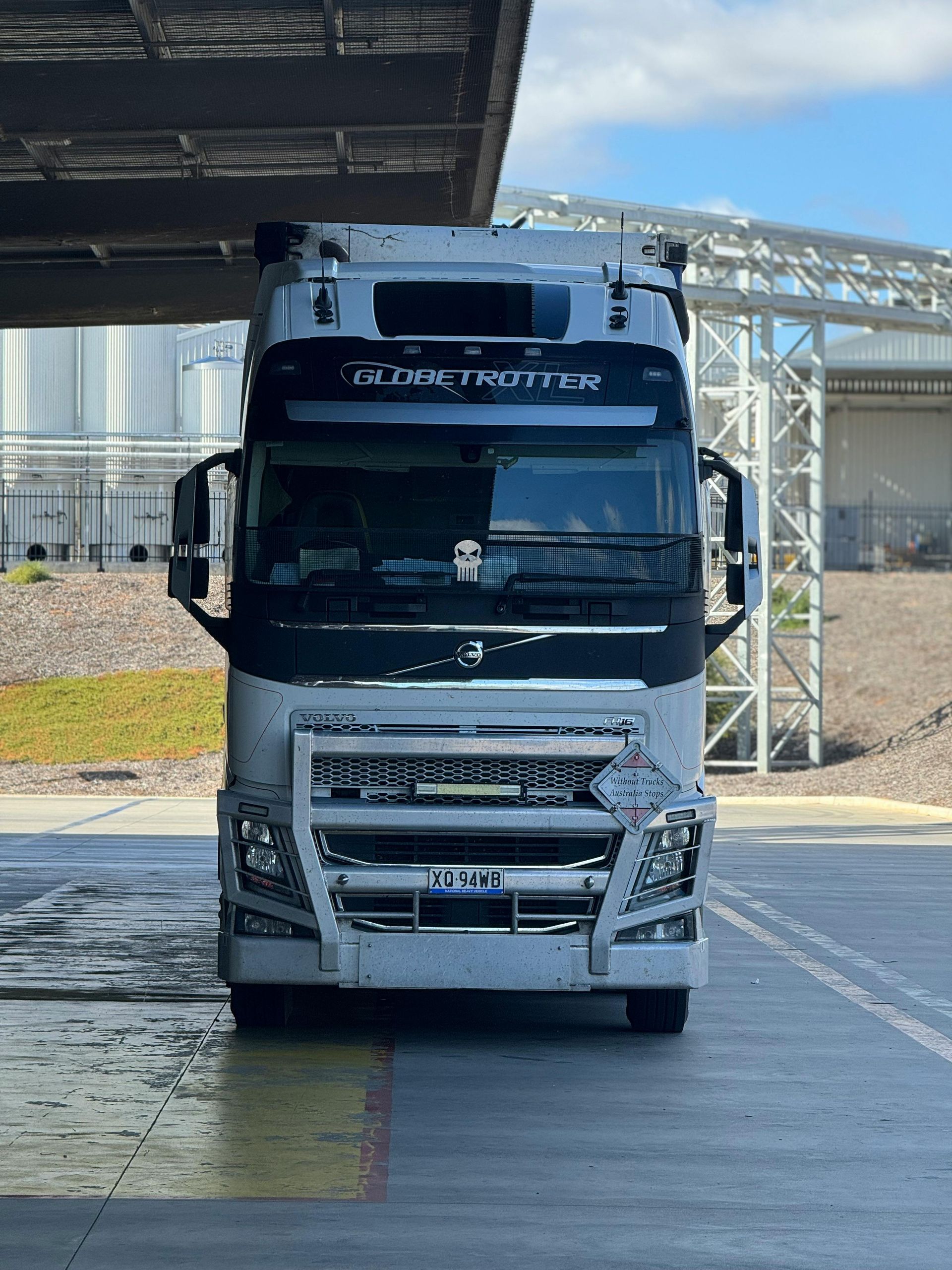 White semi-truck with 