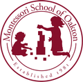 Montessori School of Oakton logo: Two children playing with blocks, inside a circular border. Established 1981.