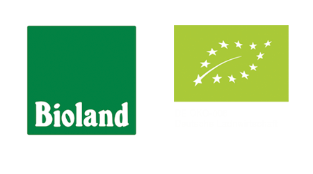 Auf weißem Hintergrund sind zwei Logos für Bioland abgebildet.