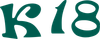 Scritta stilizzata verde “K 18” su sfondo bianco