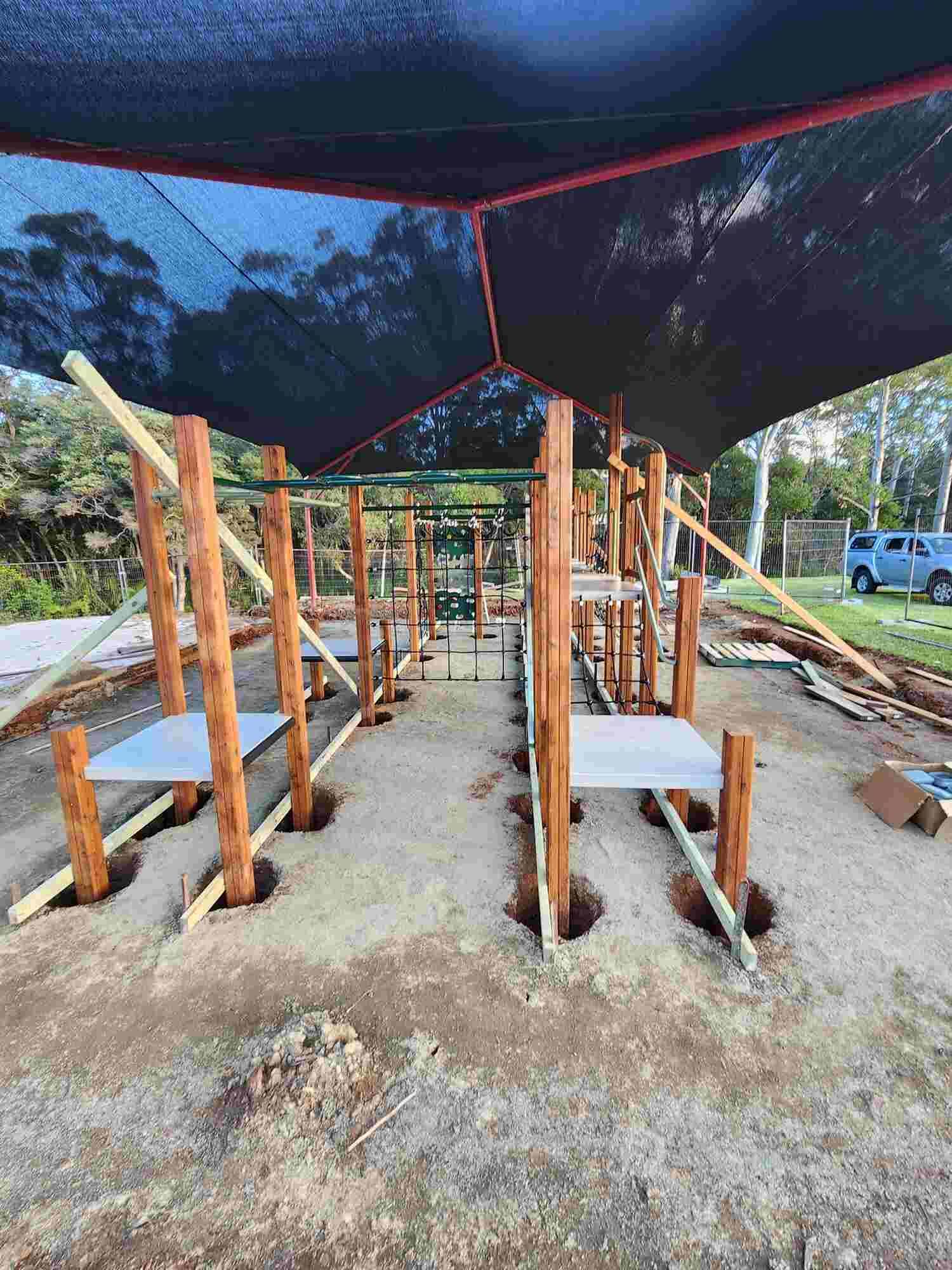 A Wooden Structure Is Being Built In The Dirt Under A Canopy โ Sedah Home Improvements In Port Macquarie, NSW