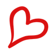 A hand drawn red heart on a white background