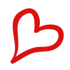 A hand drawn red heart on a white background