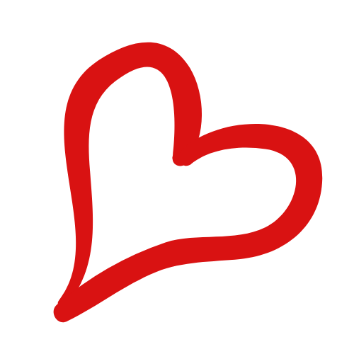 A hand drawn red heart on a white background