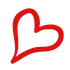 A hand drawn red heart on a white background