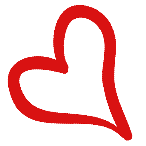A red heart is on a white background