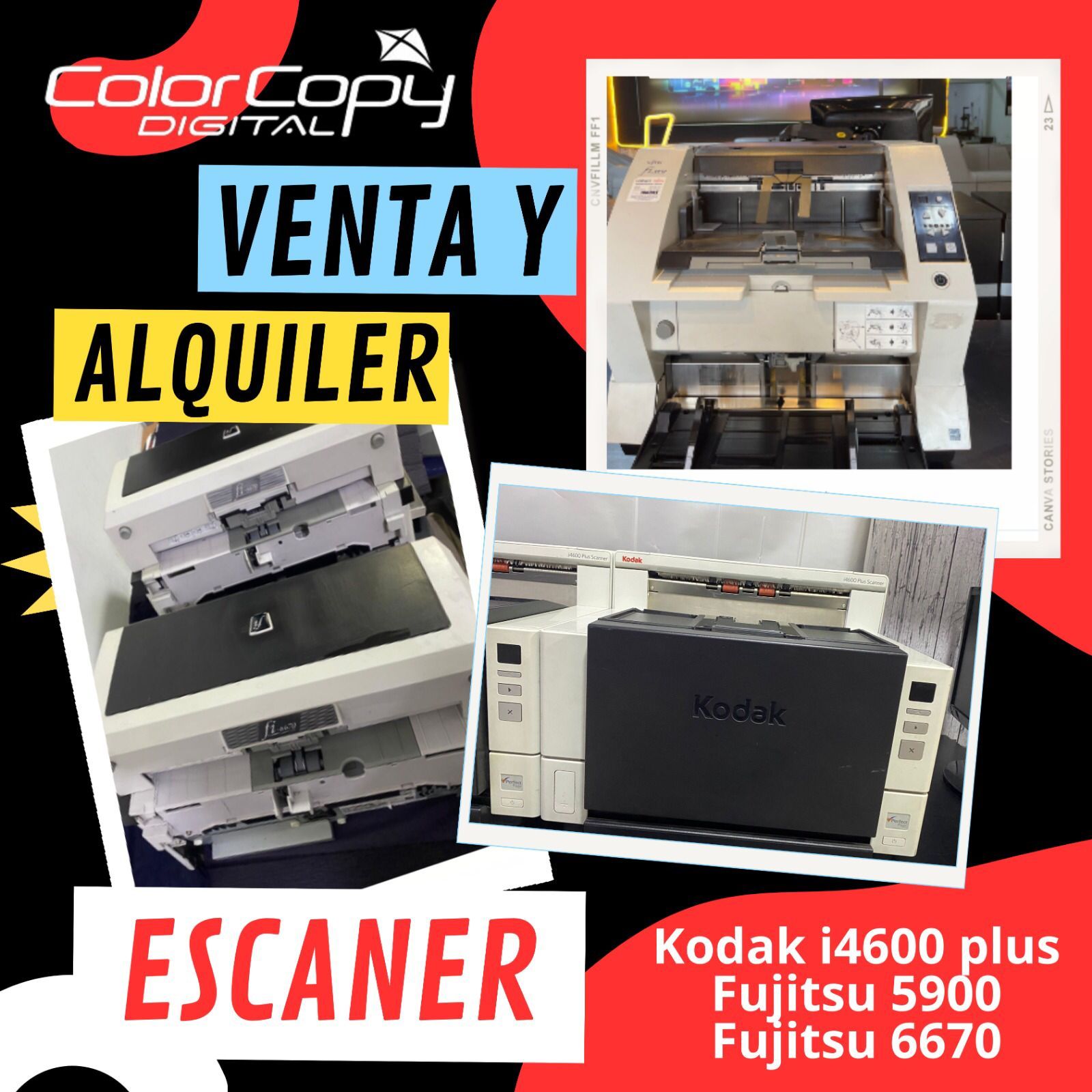 Un anuncio de kodak i4600 plus fujitsu 5900 y fujitsu 6670