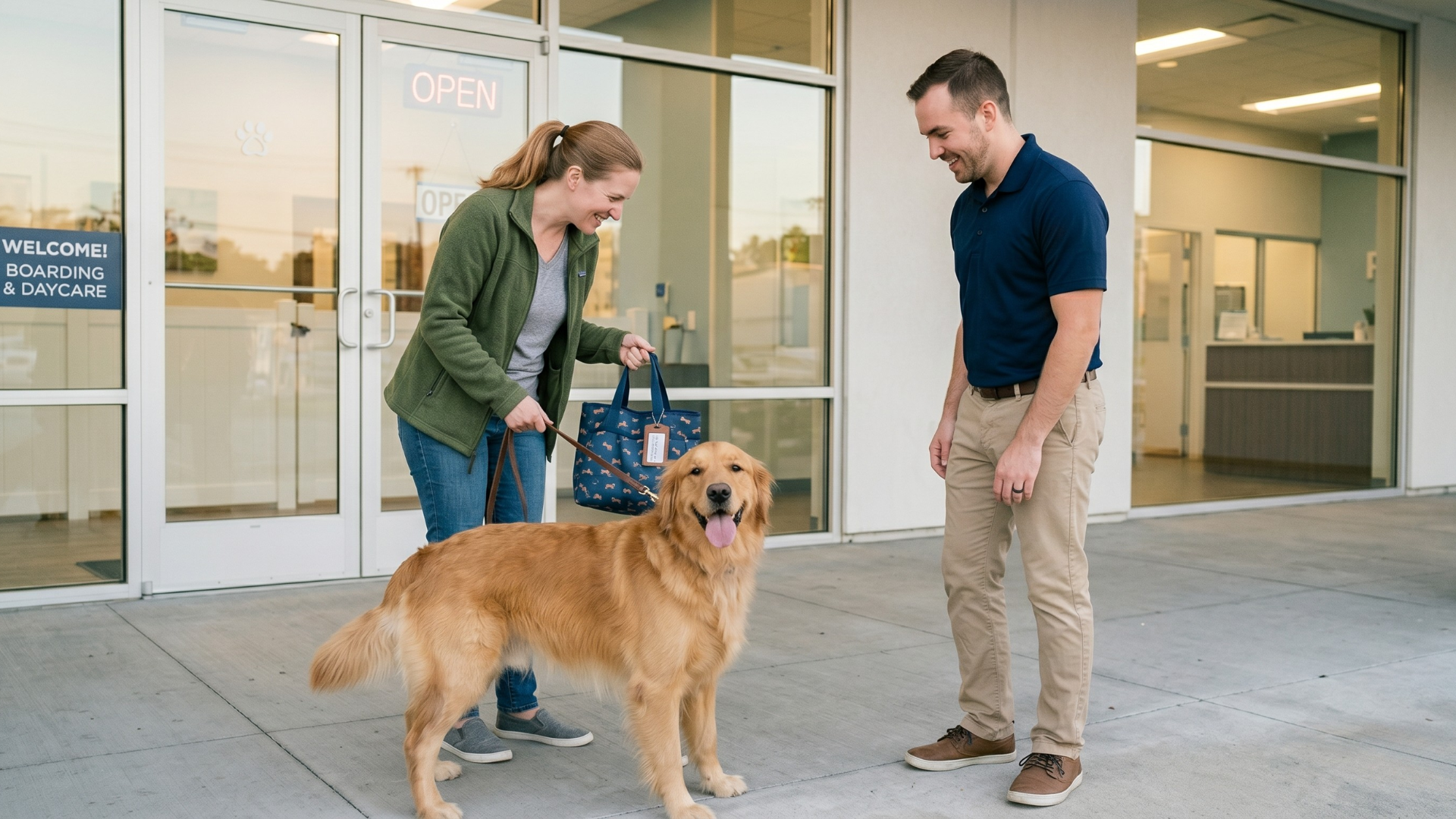 dog boarding drop off Downers Grove IL facility greeting