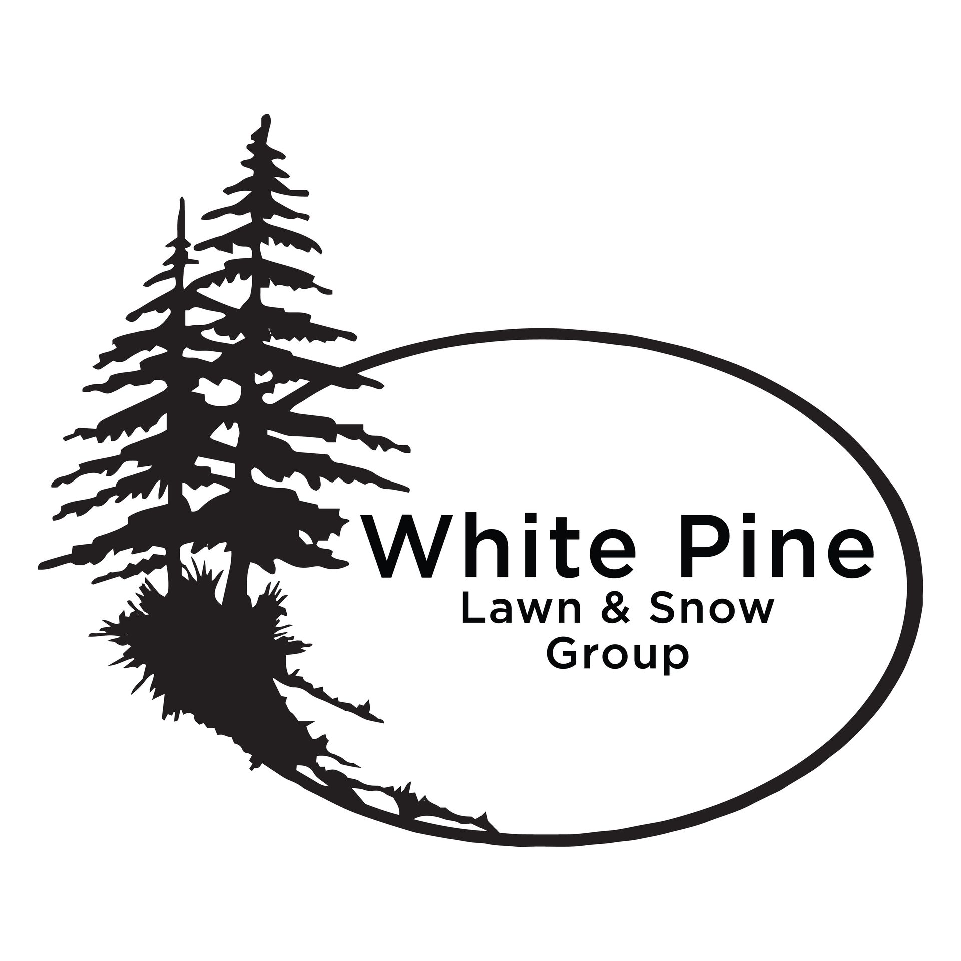 White Pine Lawn & Snow Group White Pine Lawn & Snow Group logo with pine trees and oval outline