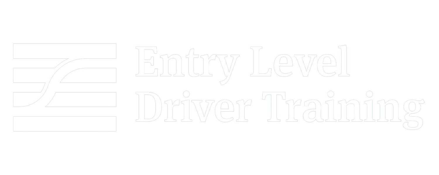 A white logo for entity level driver training.