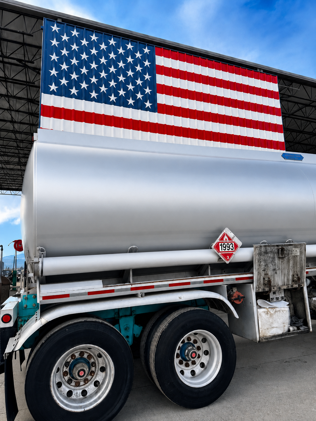 semi truck with a yellow overlay with text on the image