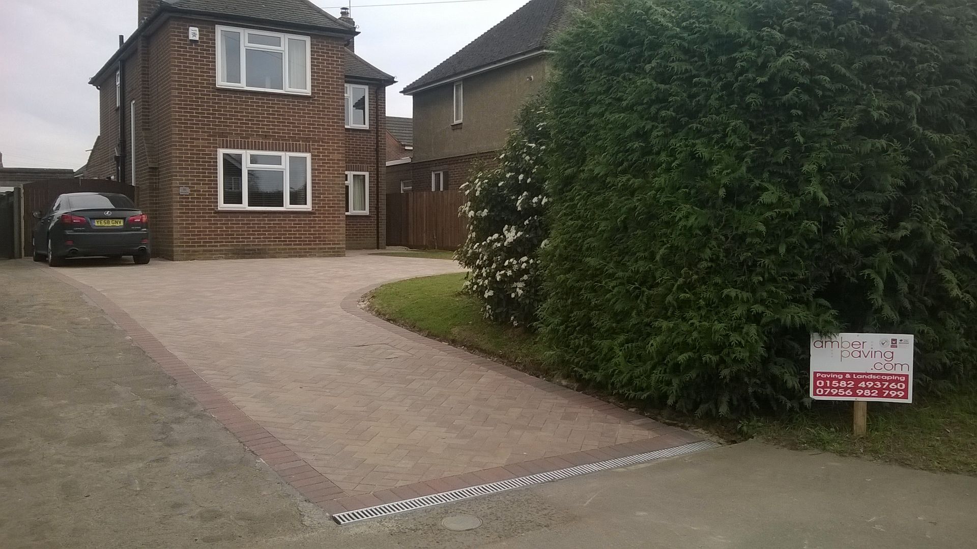 Large professional block paving driveway installed in Harpenden