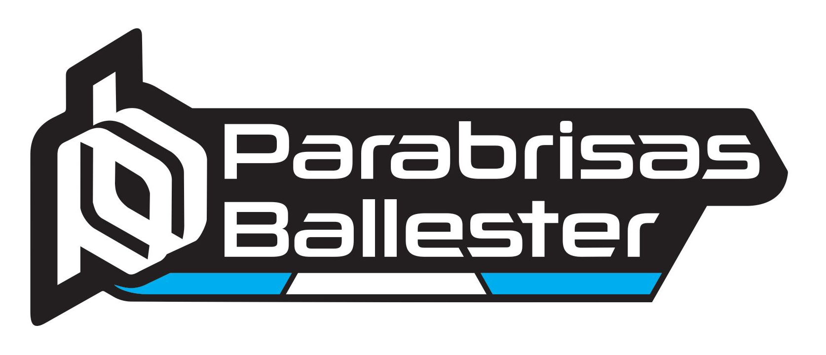 Logotipo de Parabrisas Ballester en blanco y negro con detalles en azul