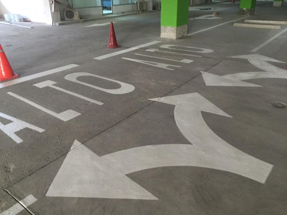 An indoor parking area with