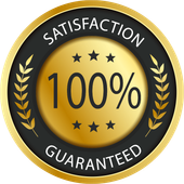 a gold and black satisfaction guaranteed label