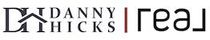 Danny Hicks logo with black text and a house icon, next to a mirrored “real” wordmark.