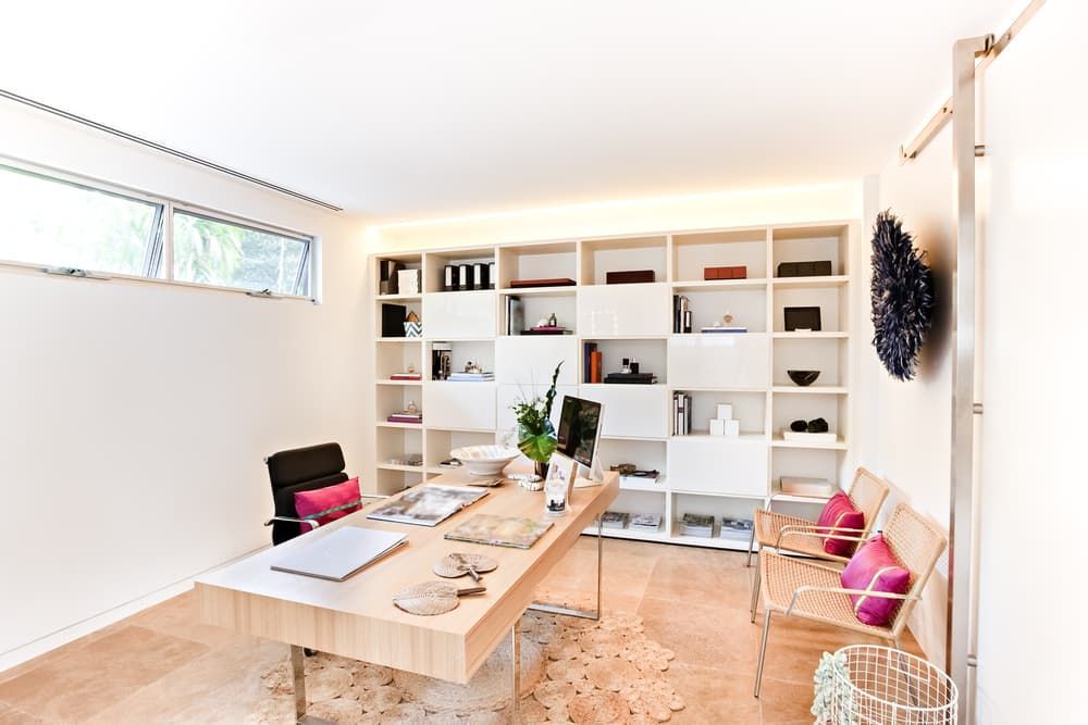 A Home Office with A Desk and Shelves — Top End Joinery In Yarrawonga, NT