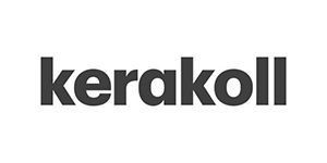 Un logo in bianco e nero per Kerakoll su sfondo bianco.