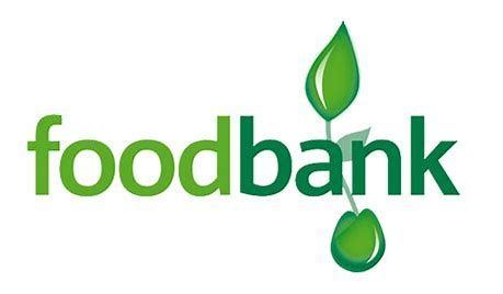 A logo for a food bank with a green leaf and a green apple. Gingerbread
