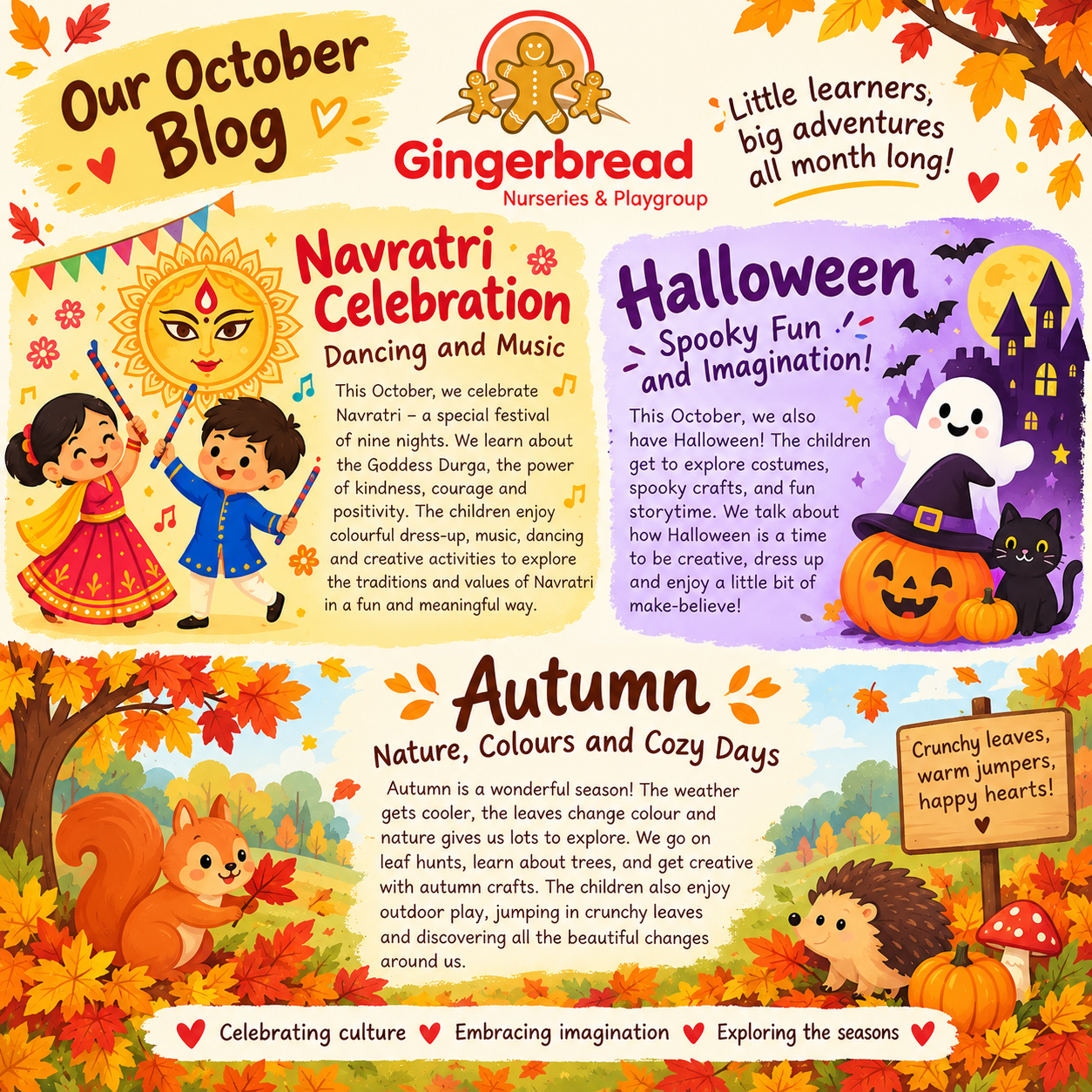 Colorful August summer holidays flyer with kids’ activity ideas, beach crafts, and nature play tips