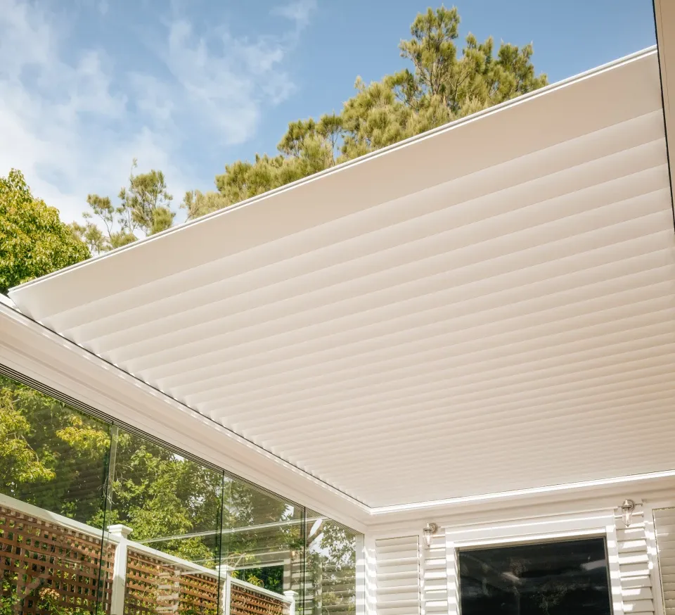 Concept Outdoor Solutions Wellington SunFold retractable louvre roof over an outdoor living area