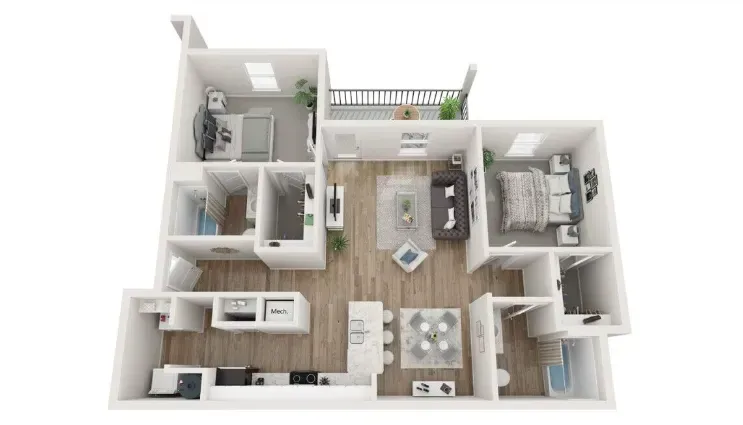 2 bedrooms Floor Plan