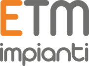 Logo ETM impianti in testo arancione e grigio